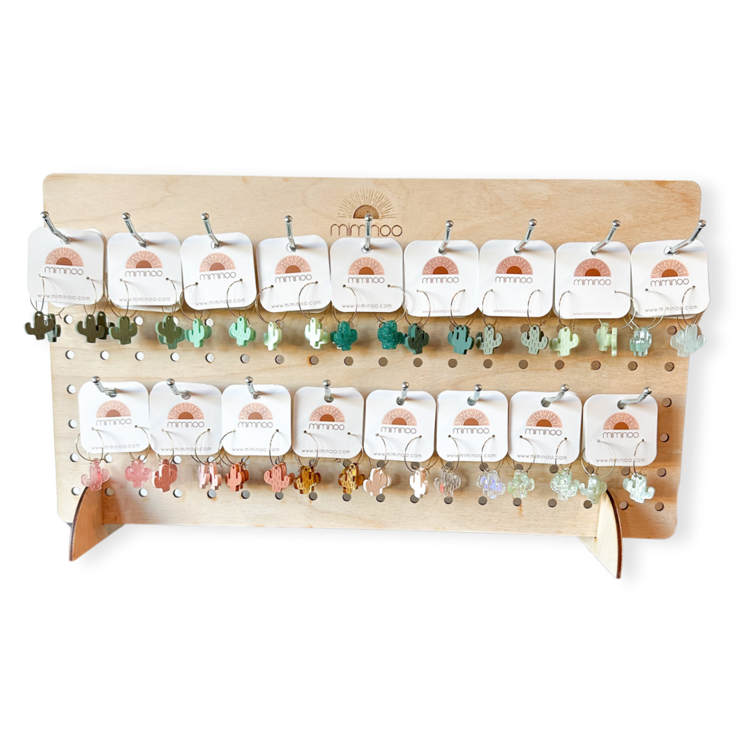 Earrings handmade USA acrylic 18K gold plated hypoallergenic mks miminoo cactus arizona desert