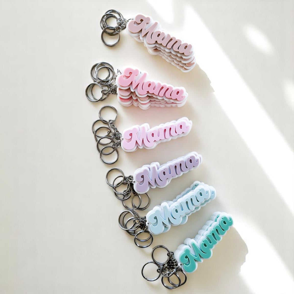 Acrylic Handmade Keychain/Name Tag Mama - Summer Pastel