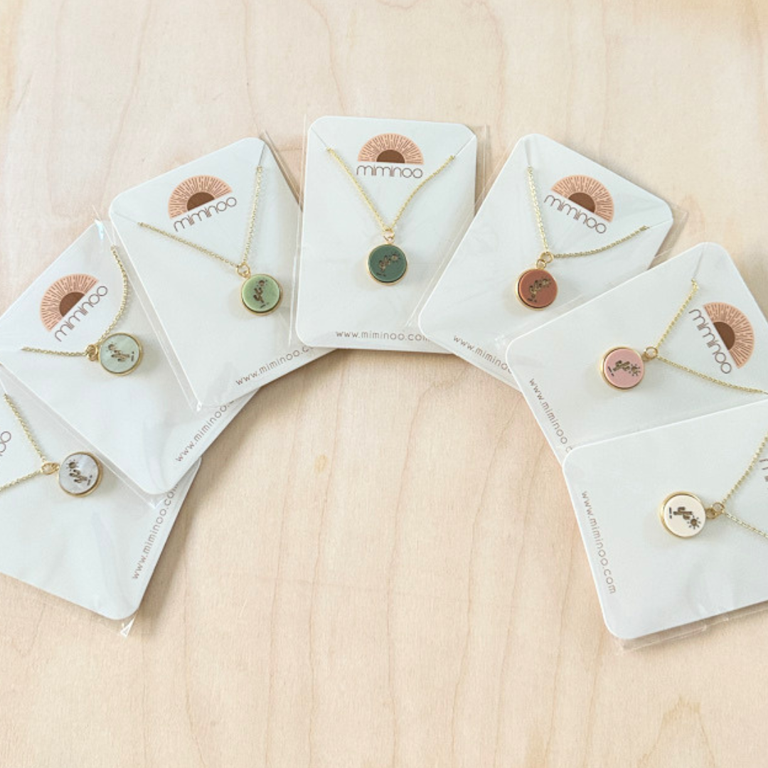 Cactus 18K Gold Plated Charm Necklace - Earthy Tones