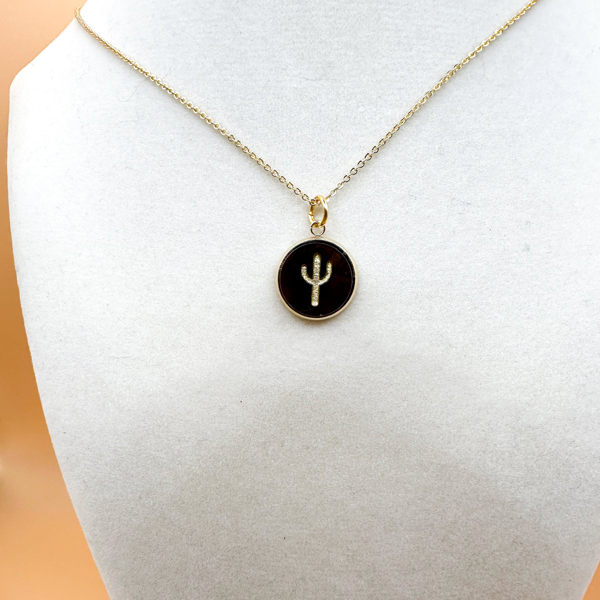 Cactus 18K Gold Plated Charm Necklace - Pearl Collection