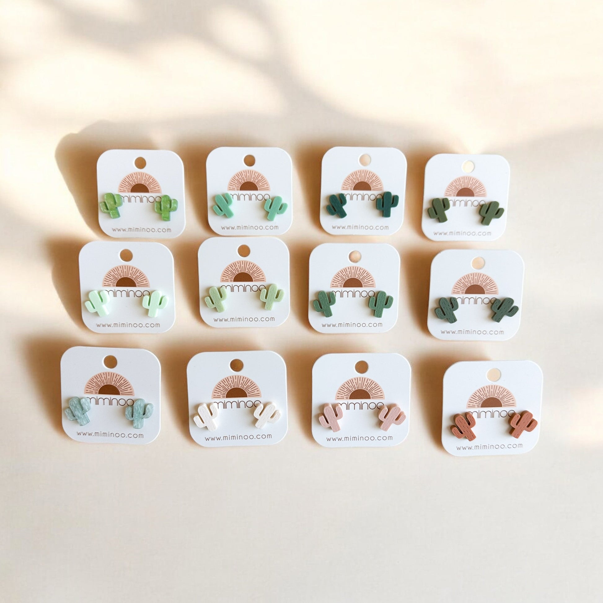 Cactus Engraved Stud Earrings handcrafted acrylic jewelry by Miminoo