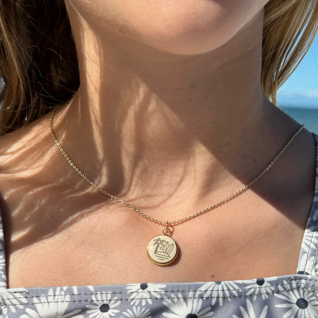 Island 18K Gold Plated Charm Necklace