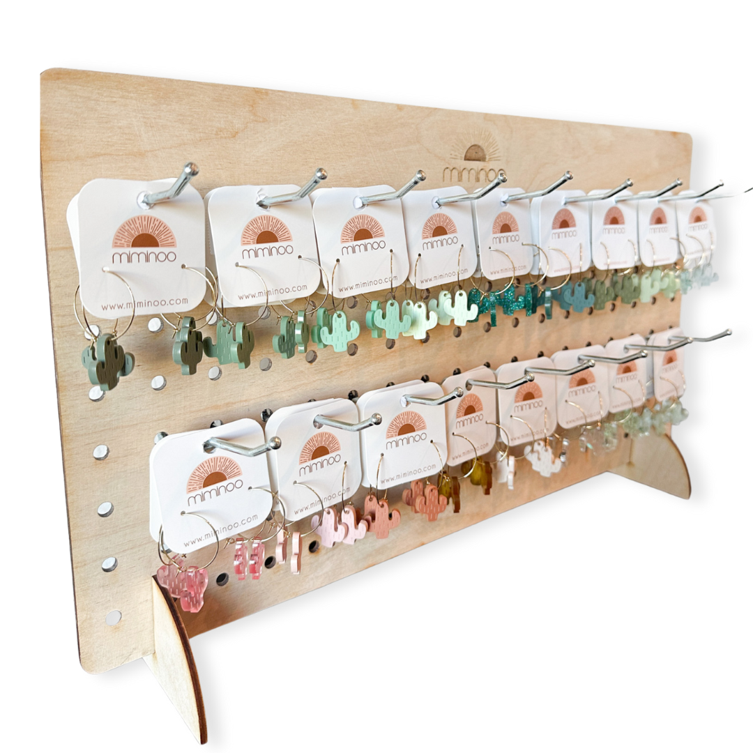 Earrings handmade USA acrylic 18K gold plated hypoallergenic mks miminoo cactus arizona desert