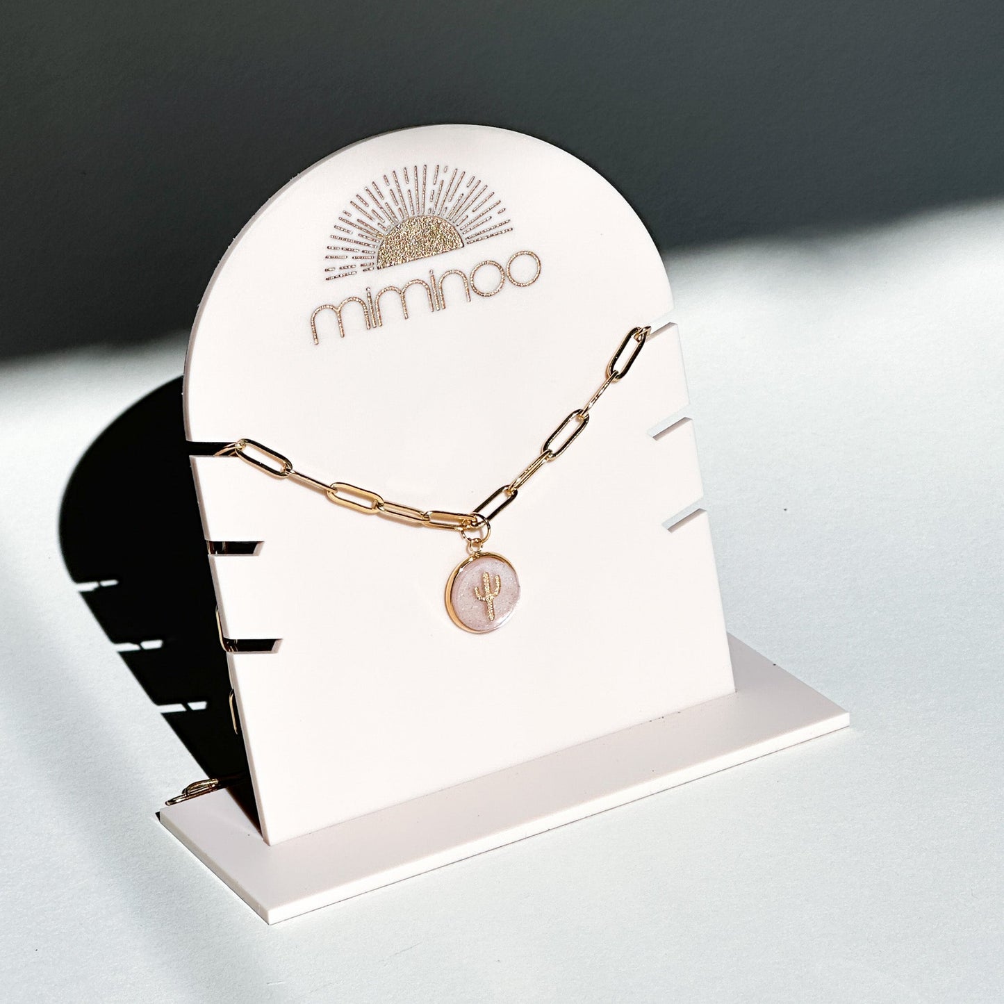 Cactus 18K Gold Plated Charm Necklace - Desert tones