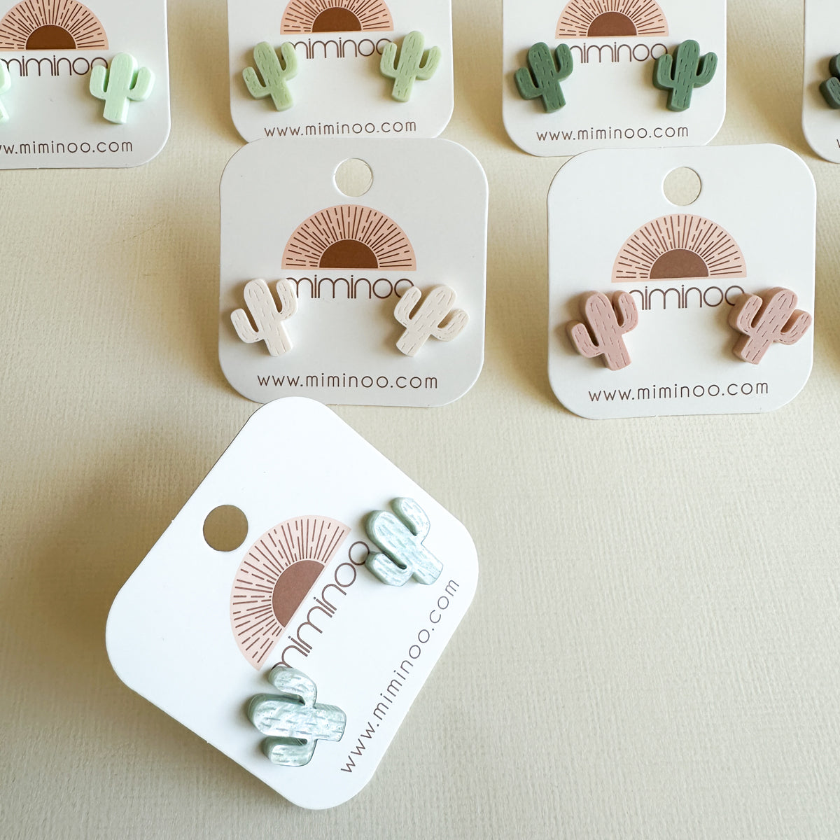 Cactus Engraved Stud Earrings handcrafted acrylic jewelry by Miminoo