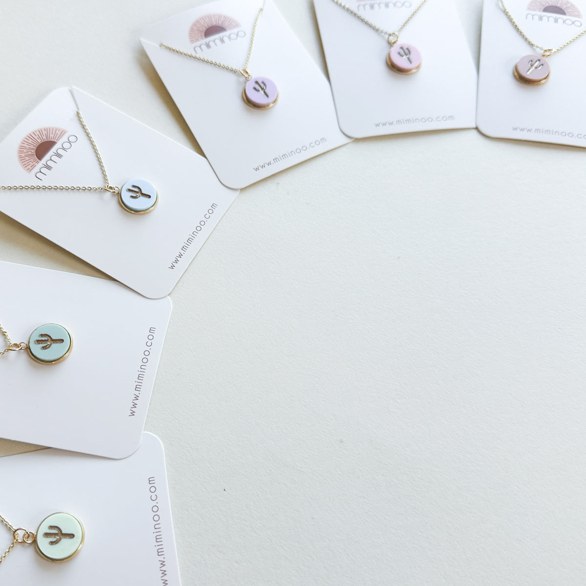 Cactus 18K Gold Plated Charm Necklace - Summer Pastel tones