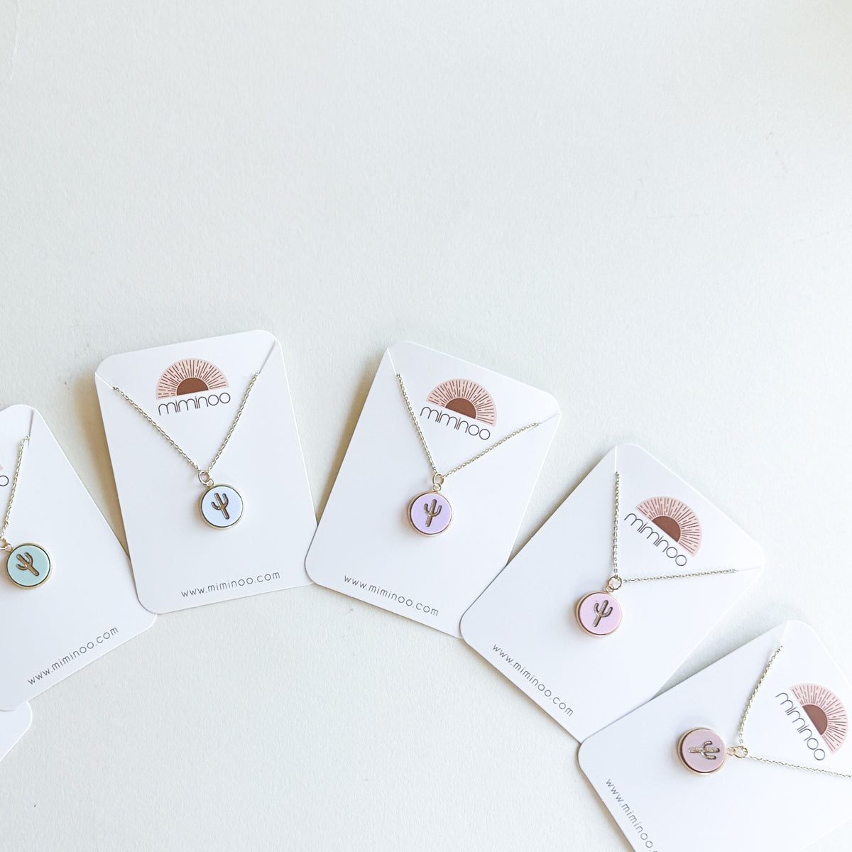 Cactus 18K Gold Plated Charm Necklace - Summer Pastel tones