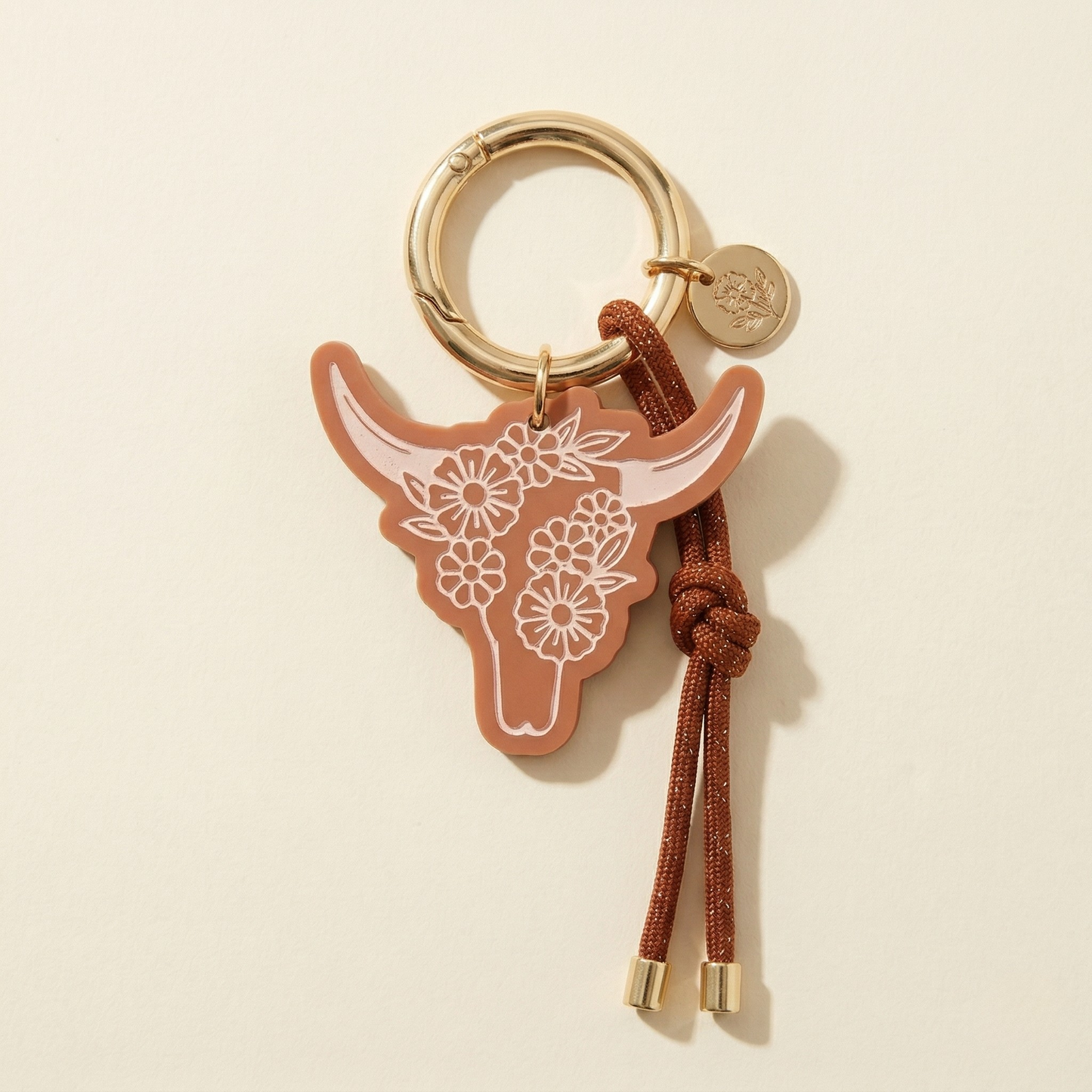 Flower Bull Skull Bag Charm & Keychain