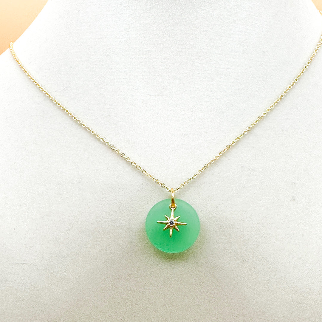 Frosted Acrylic & Dainty Star 18K Gold Plated Charm Necklace