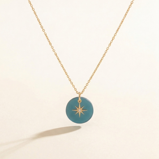 Frosted Acrylic & Dainty Star 18K Gold Plated Charm Necklace