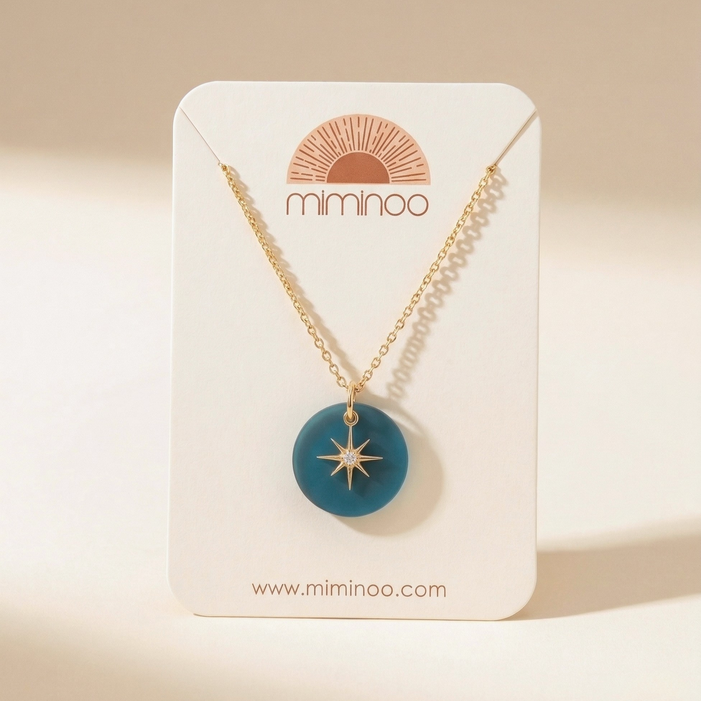 Frosted Acrylic & Dainty Star 18K Gold Plated Charm Necklace