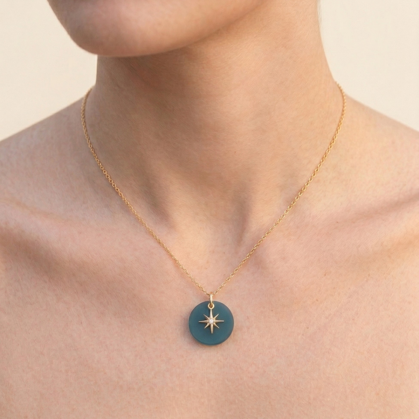 Frosted Acrylic & Dainty Star 18K Gold Plated Charm Necklace