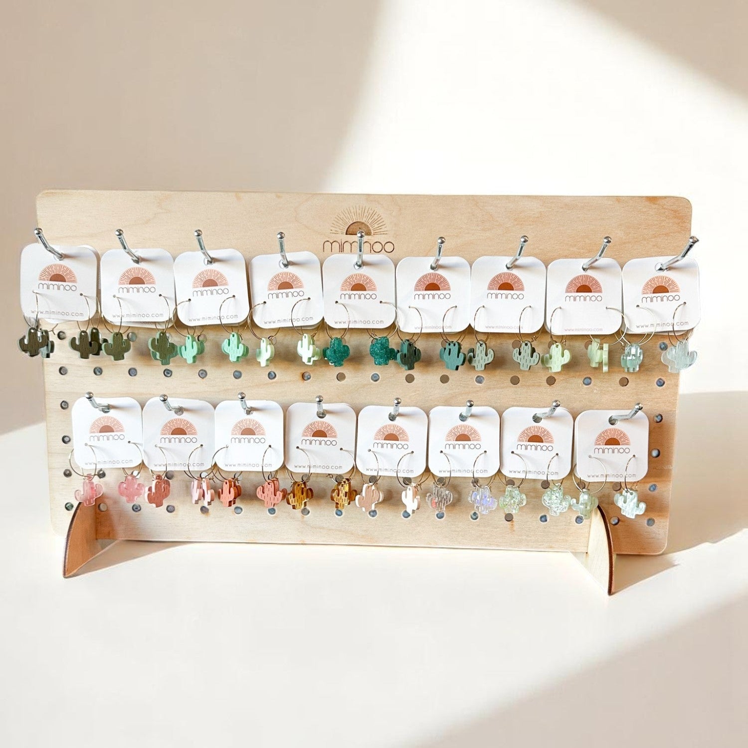 Handmade USA Cactus Earrings | Arizona Design by Miminoo | Acrylic with 18K Gold-Plated Hoop