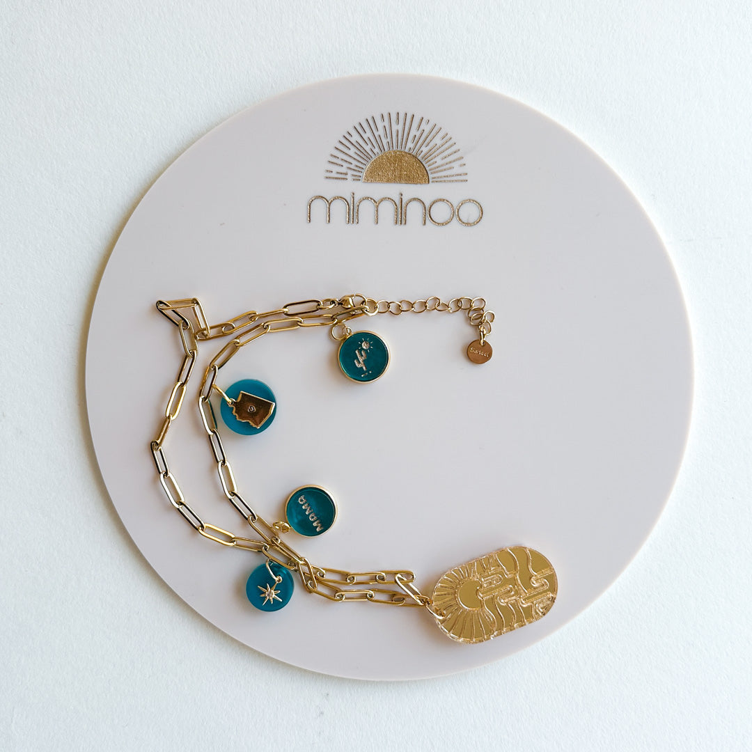 Handcrafted Acrylic desert charm landscape 18k Gold-Plated Jewelry | Desert Cactus Collection by Miminoo | Made in the USA