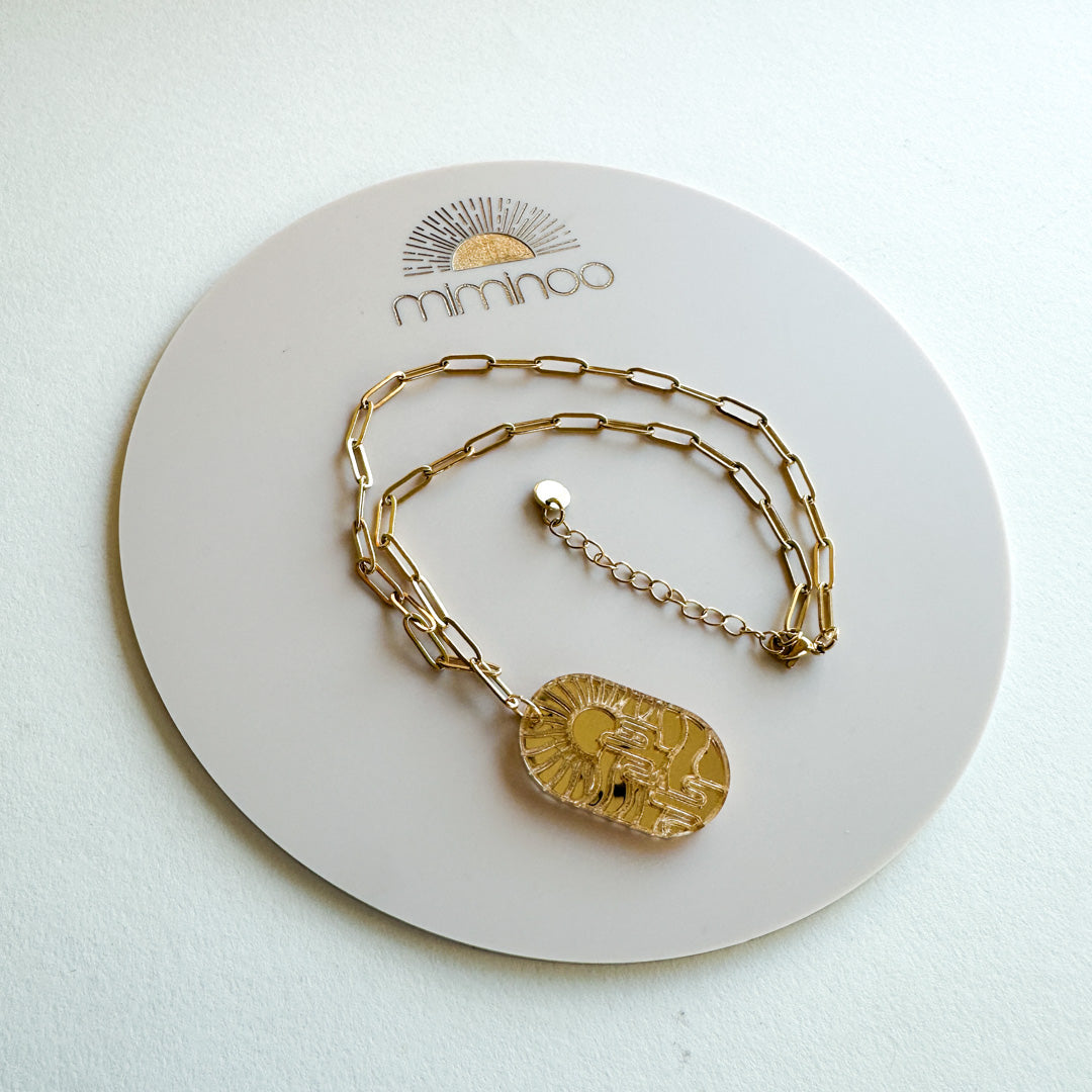 Handcrafted Acrylic desert charm landscape 18k Gold-Plated Jewelry | Desert Cactus Collection by Miminoo | Made in the USA