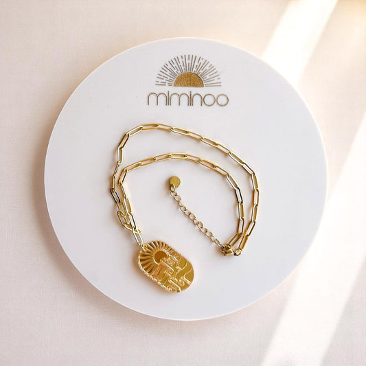 Desert Mirror Acrylic Pendant 18K Gold Plated Necklace