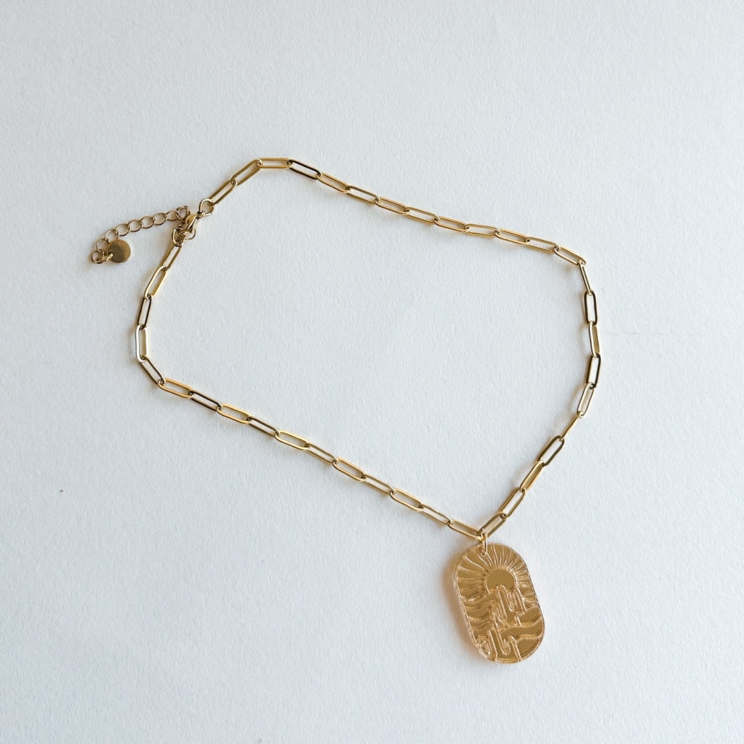 Handcrafted Acrylic desert charm landscape 18k Gold-Plated Jewelry | Desert Cactus Collection by Miminoo | Made in the USA