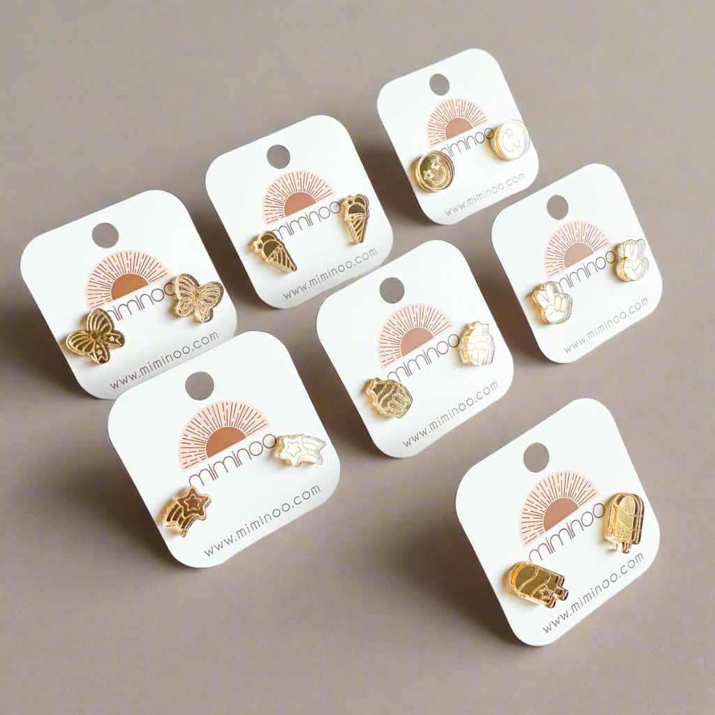 Patriotic Gold Mirror Stud Earrings