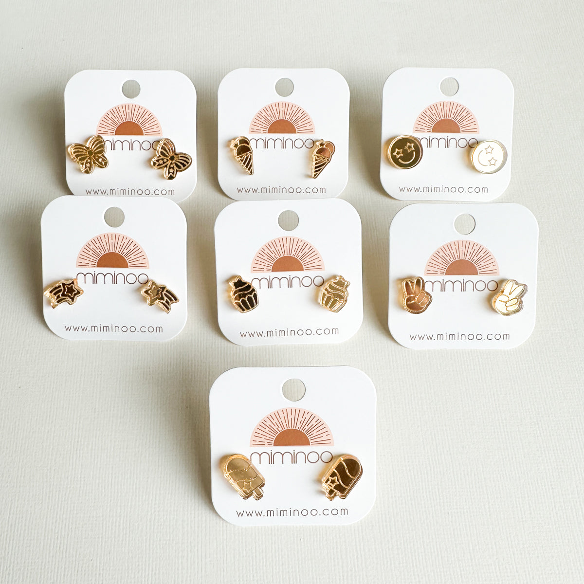 Patriotic Gold Mirror Stud Earrings