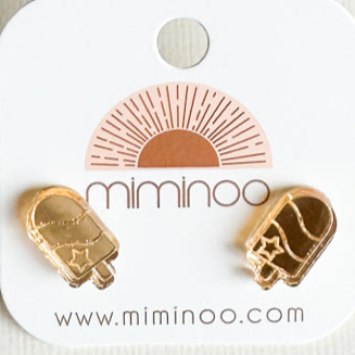 Patriotic Gold Acrylic Ice Cream pop Stud Earrings for Kids - Miminoo Accessories