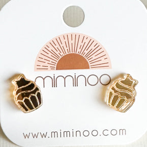 Patriotic Gold Acrylic  cupcake stud Earrings for Kids - Miminoo Accessories