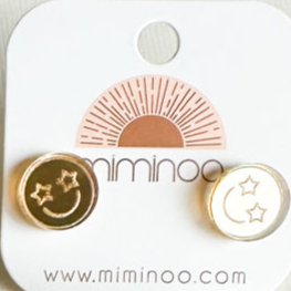 Patriotic Gold Acrylic smile face Stud Earrings for Kids - Miminoo Accessories