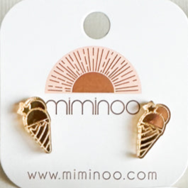 Patriotic Gold Acrylic Ice Cream Stud Earrings for Kids - Miminoo Accessories