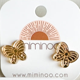 Patriotic Gold Acrylic Butterfly Stud Earrings for Kids - Miminoo Accessories